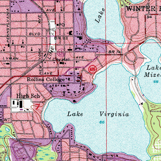 Topographic Map of Lyman Hall, FL