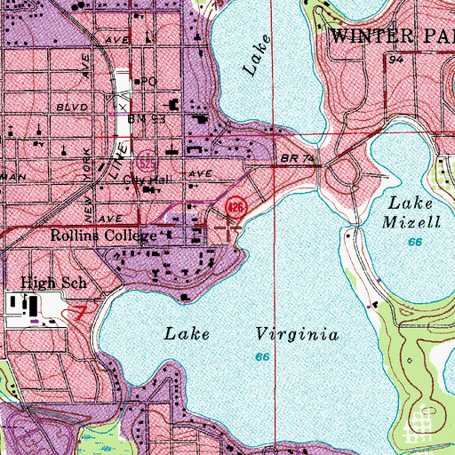 Topographic Map of Rex Beach Hall, FL