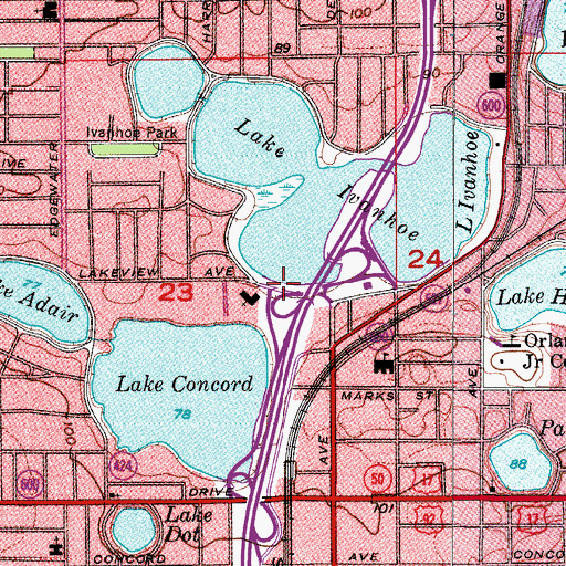 Topographic Map of Central Christian Church Disciples of Christ, FL