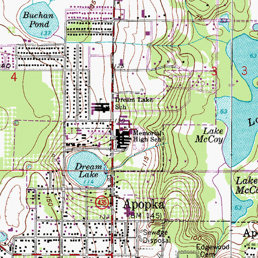 Topographic Map of Apopka Middle School, FL