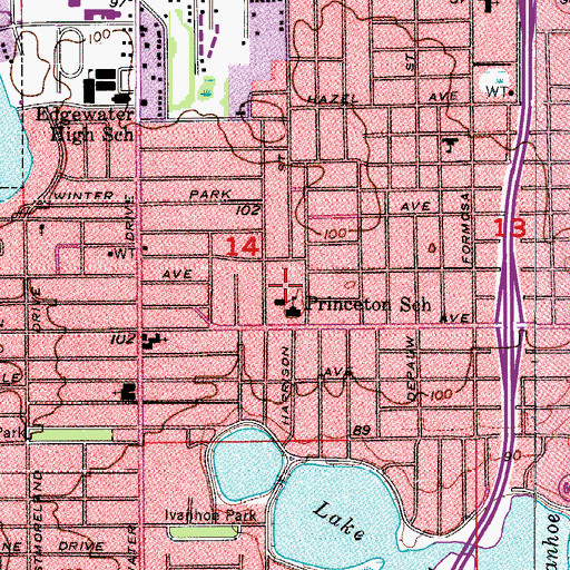 Topographic Map of Princeton Elementary School, FL