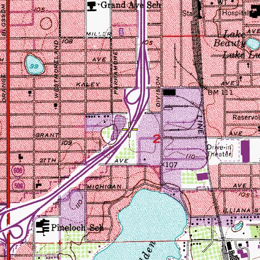 Topographic Map of Interchange 81B, FL