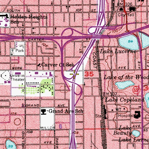 Topographic Map of Interchange 82A, FL