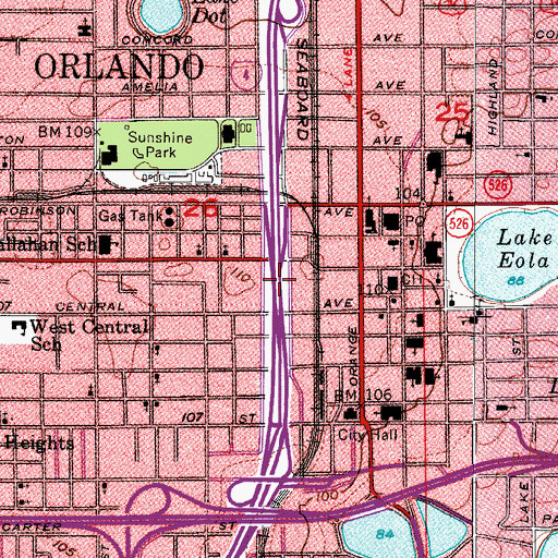 Topographic Map of Interchange 83A, FL