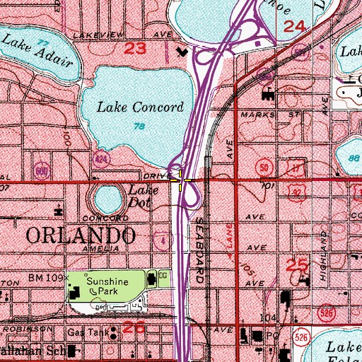 Topographic Map of Interchange 83C, FL