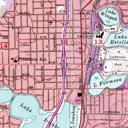 Topographic Map of Interchange 85, FL