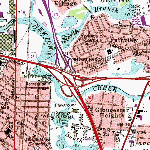 Topographic Map of Interchange 1B, NJ
