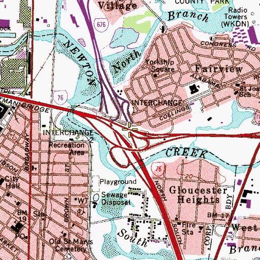 Topographic Map of Interchange 1B, NJ