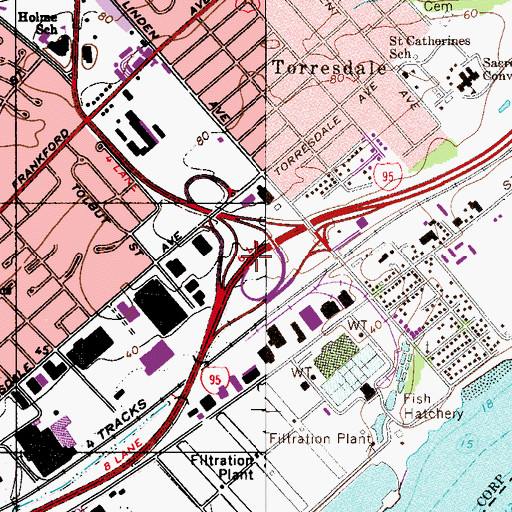 Topographic Map of Interchange 32, PA