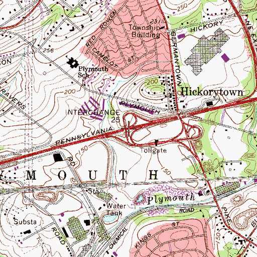 Topographic Map of Interchange 333, PA