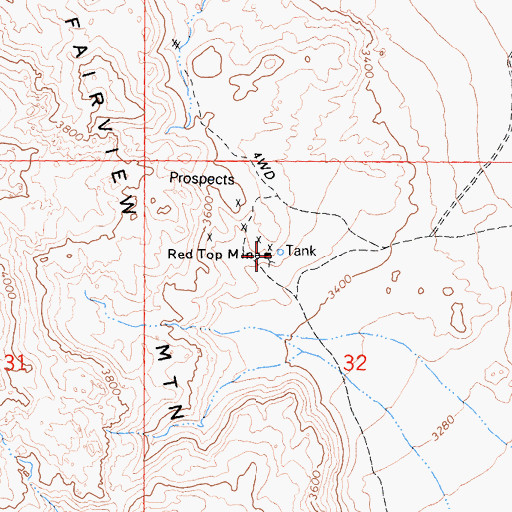 Topographic Map of Red Top Mine, CA