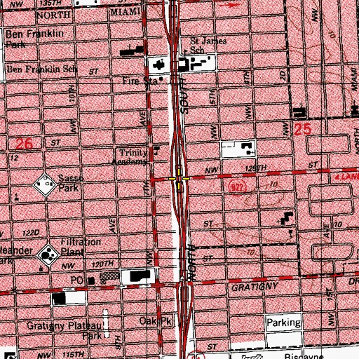 Topographic Map of Interchange 10A, FL