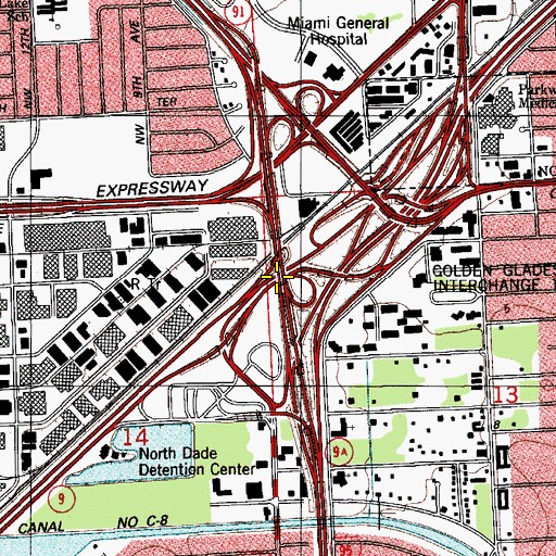 Topographic Map of Interchange 12A, FL
