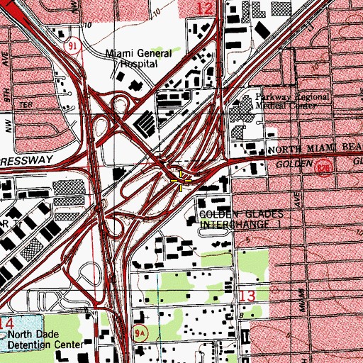Topographic Map of Interchange 12B, FL