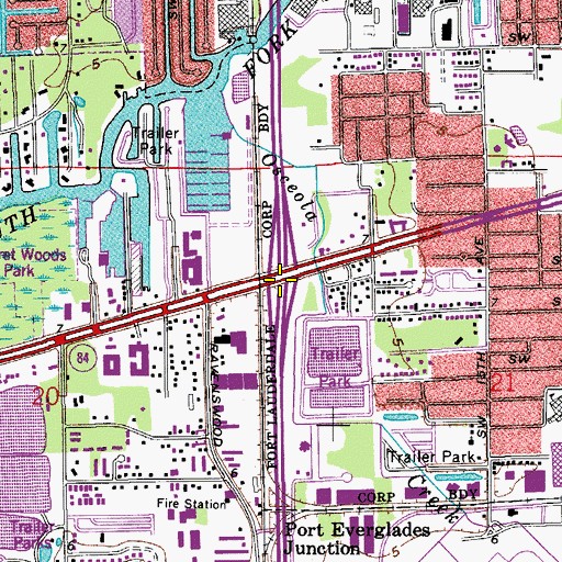 Topographic Map of Interchange 25, FL