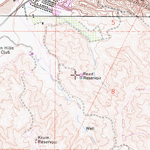 Topographic Map of Reed Reservoir, CA