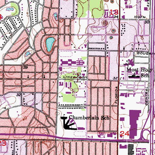 Topographic Map of First Seventh Day Adventist Church, FL