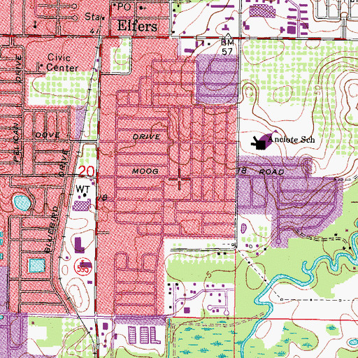 Topographic Map of Centennial Park Branch Library Pasco County Public Library, FL