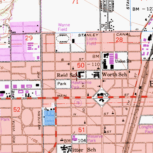 Topographic Map of Reid School, CA