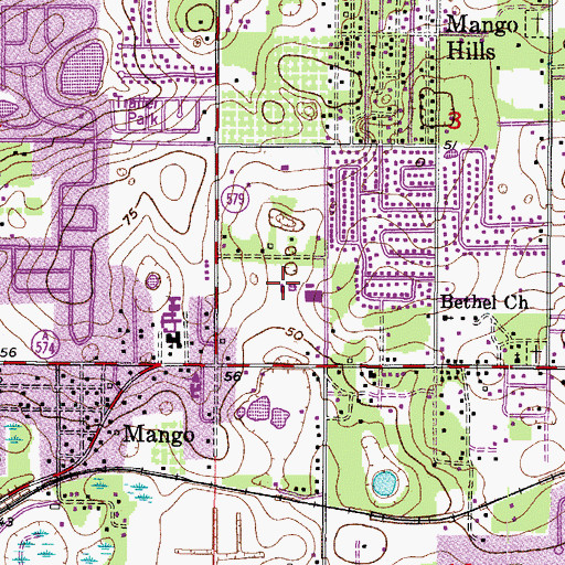 Topographic Map of Sefner Mango Branch Library, FL