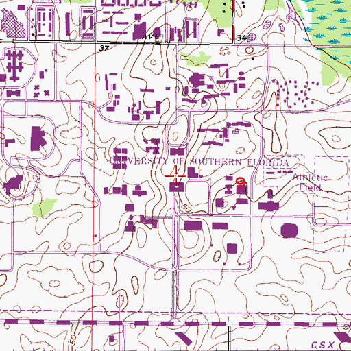 Topographic Map of University of South Florida Administration Building, FL