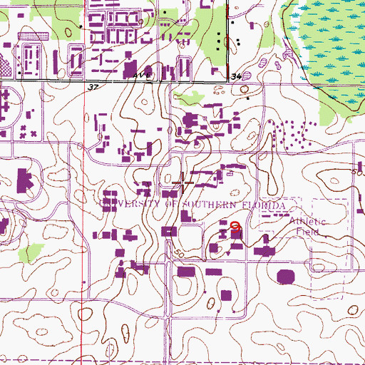 Topographic Map of University of South Florida Bookstore, FL