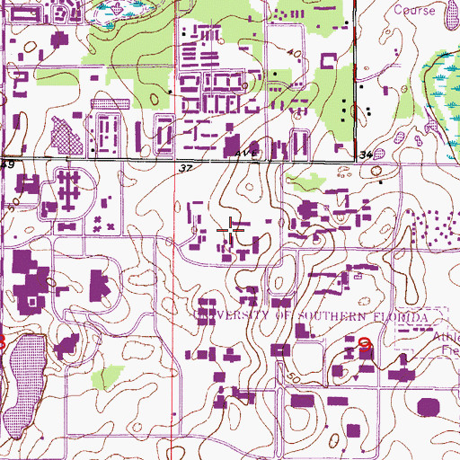 Topographic Map of University of South Florida Facilities Planning and Construction Building, FL