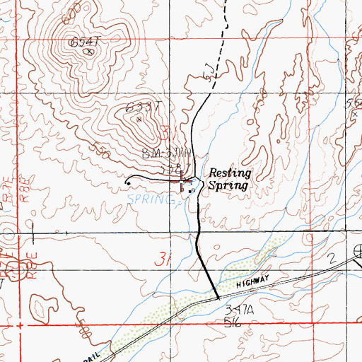 Topographic Map of Resting Springs, CA