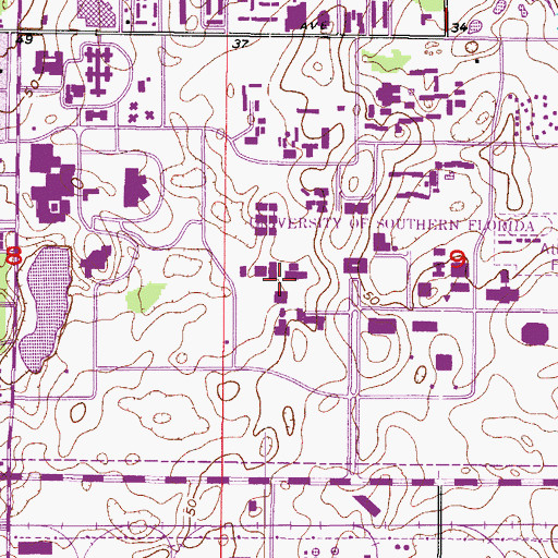 Topographic Map of University of South Florida Science Center, FL