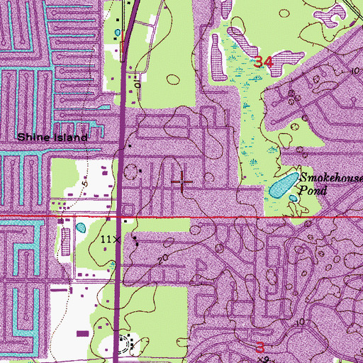 Topographic Map of Hudson Wesleyan Church, FL