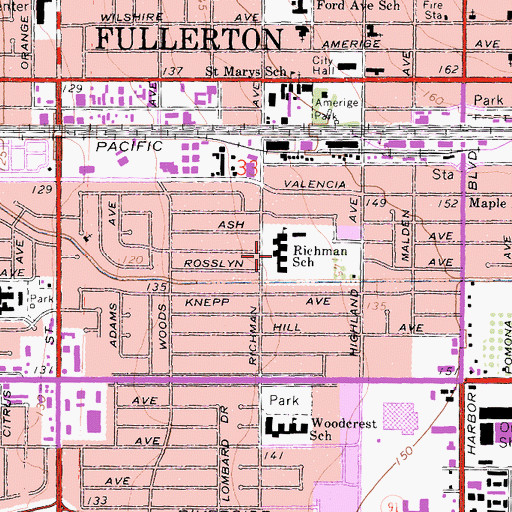 Topographic Map of Richman Elementary School, CA