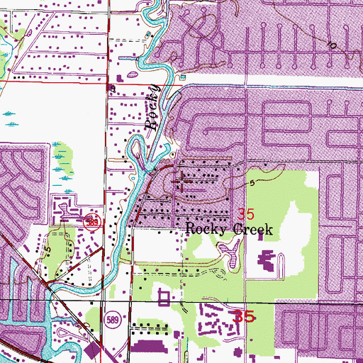 Topographic Map of Rocky Creek Baptist Church, FL