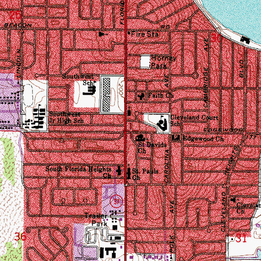 Topographic Map of Saint Davids Episcopal Church, FL