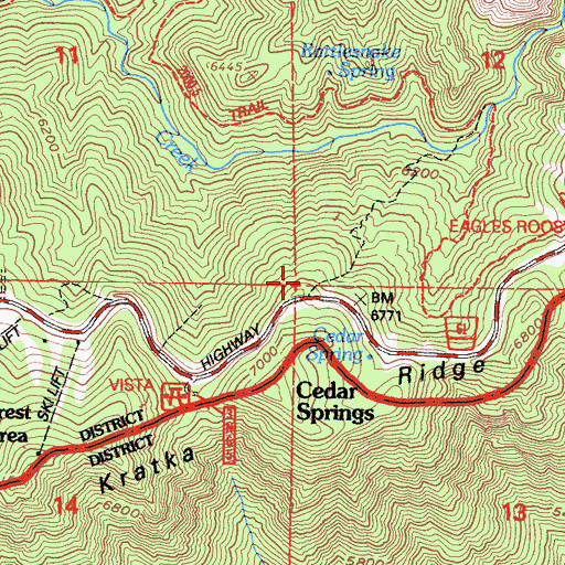 Topographic Map of Ridge Crest Picnic Ground, CA