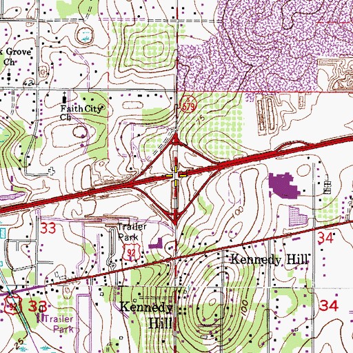 Topographic Map of Interchange 10, FL