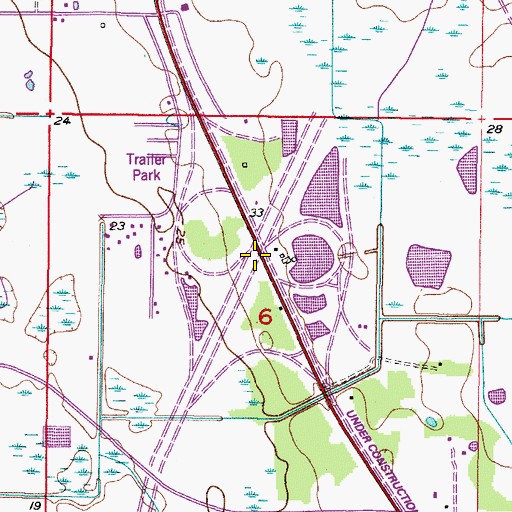 Topographic Map of Interchange 254, FL