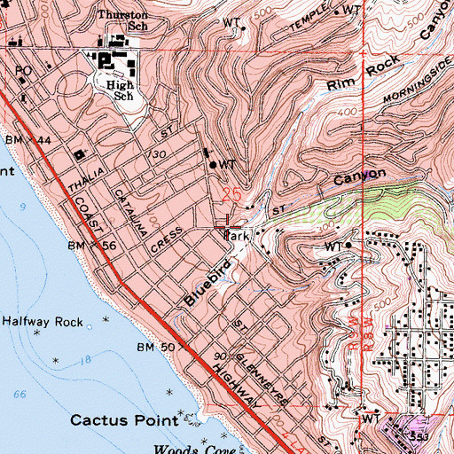 Topographic Map of Rim Rock Canyon, CA