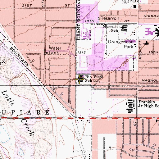 Topographic Map of Rio Vista Elementary School, CA