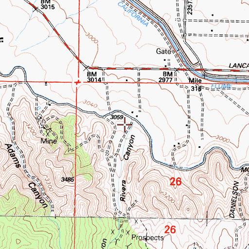 Topographic Map of Rivera Canyon, CA