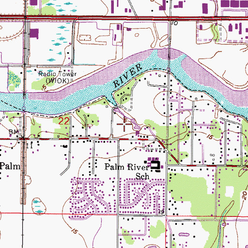 Topographic Map of Durrance Palm River Estates, FL