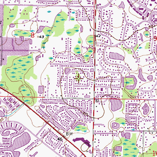 Topographic Map of Fairway Village, FL