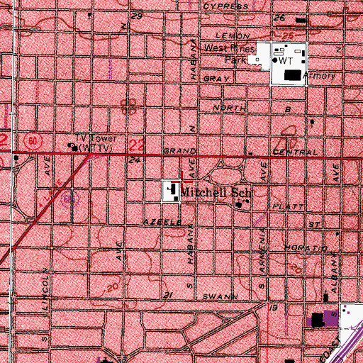 Topographic Map of Bungalow City, FL