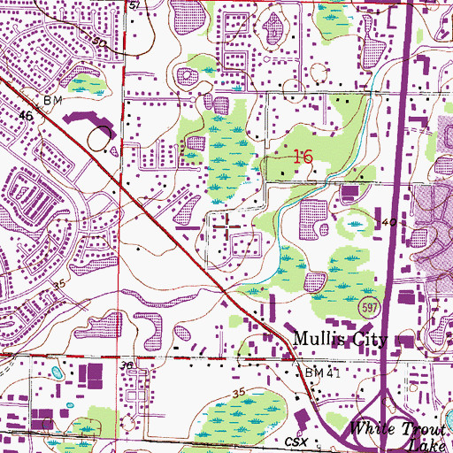 Topographic Map of Burnbrook, FL