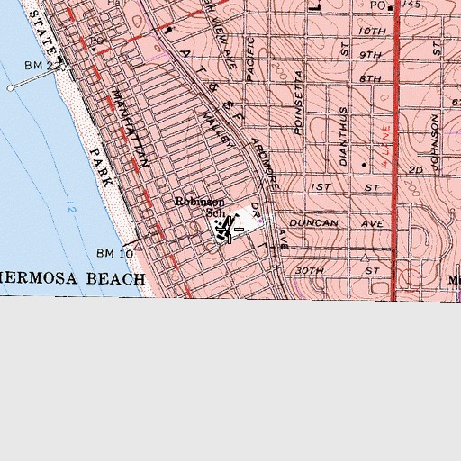 Topographic Map of Robinson School, CA