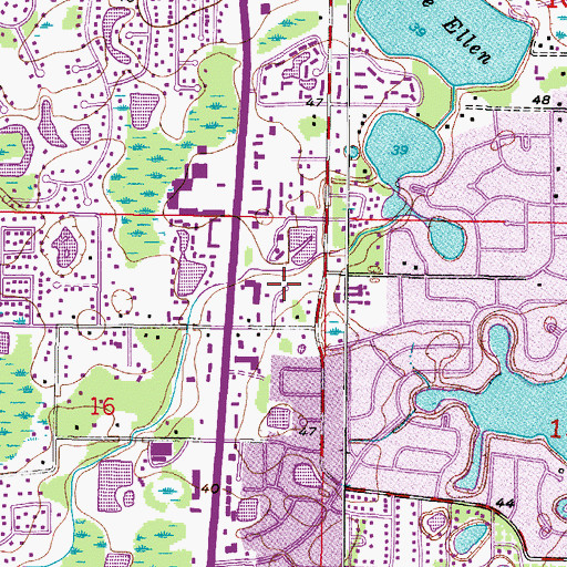 Topographic Map of Carrollwood West, FL