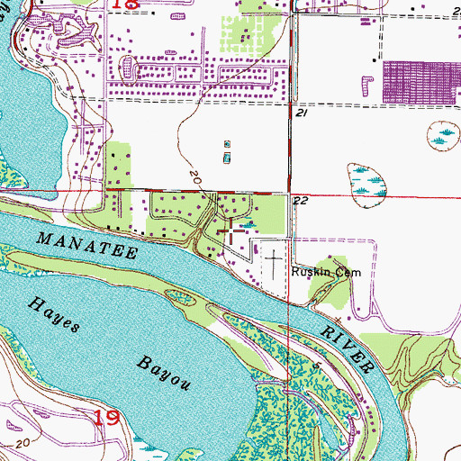 Topographic Map of Little Manatee Heights, FL