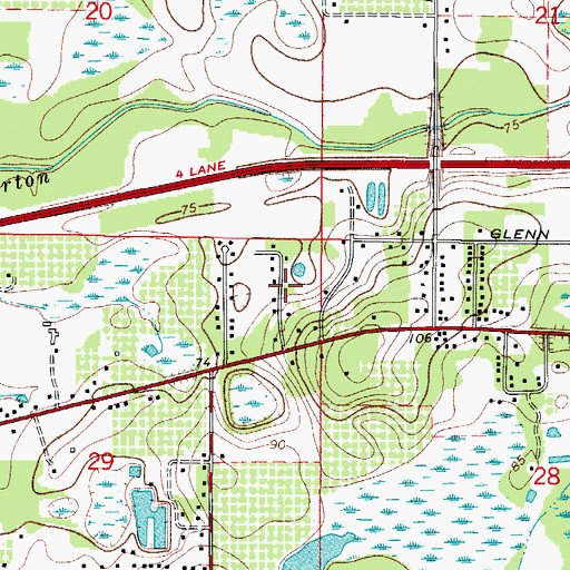 Topographic Map of Lynn Oaks, FL