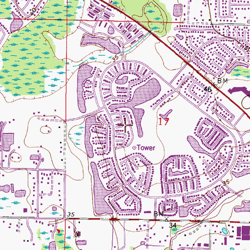 Topographic Map of Glen Ellen Village, FL