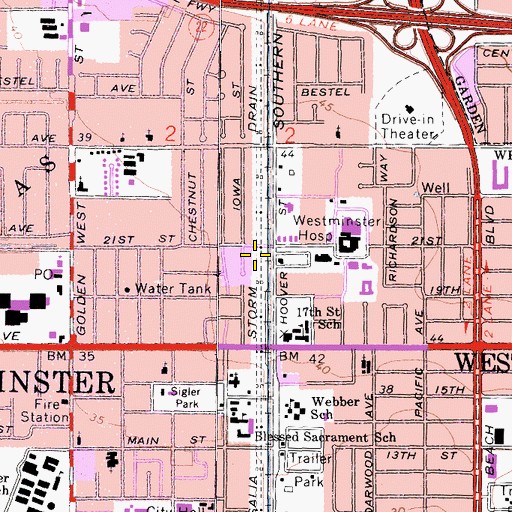 Topographic Map of Rosalia Storm Drain, CA