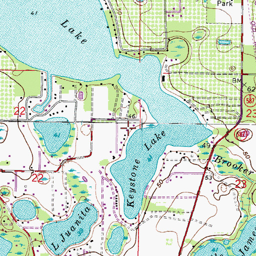 Topographic Map of Keystone Acres, FL